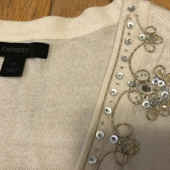 Angora/Cashmere Blend Cream Cardigan Sweater Med - Picture 2 of 6